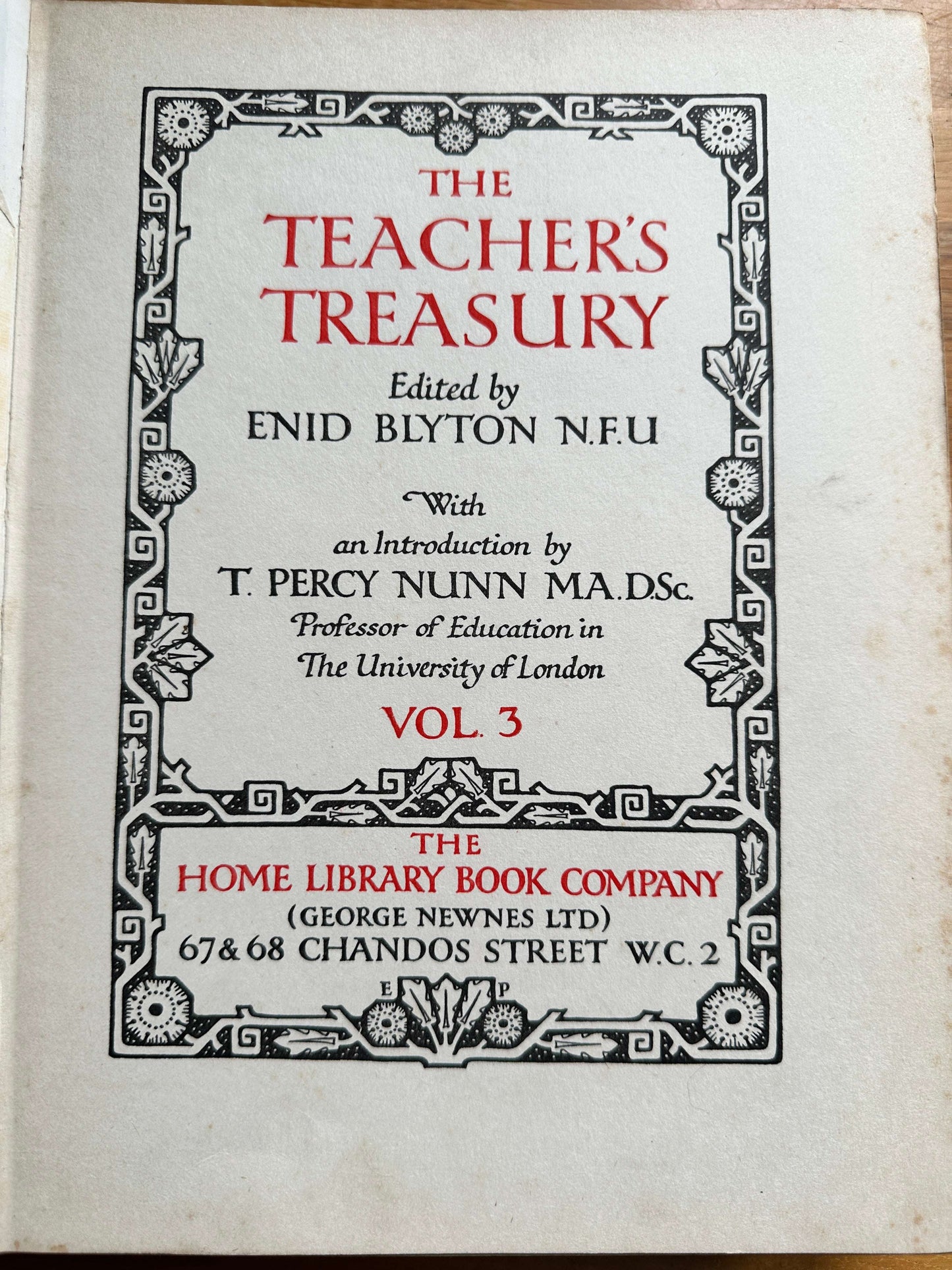 1926 The Teacher’s Treasury - Enid Blyton (Prof T. Percy Nunn intro) early edition, complete 3-volume set, original Newnes binding - Honeyburn Books (UK)