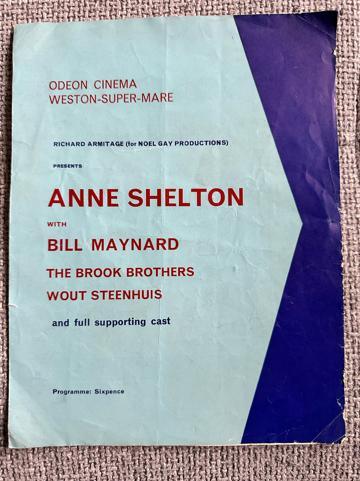1950’s Theatre Programme Odeon Cinema Weston-Super-Mare (Bill Maynard, Anne Shelton) - Honeyburn Books (UK)