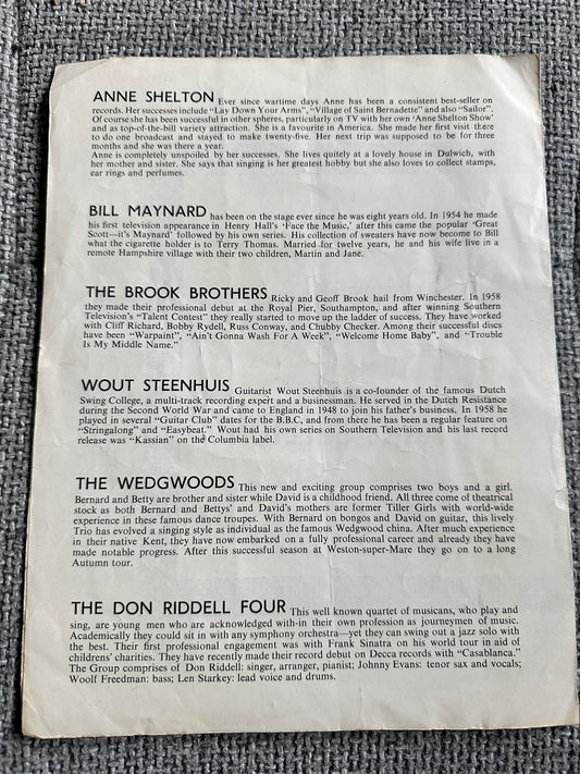 1950’s Theatre Programme Odeon Cinema Weston-Super-Mare (Bill Maynard, Anne Shelton) - Honeyburn Books (UK)