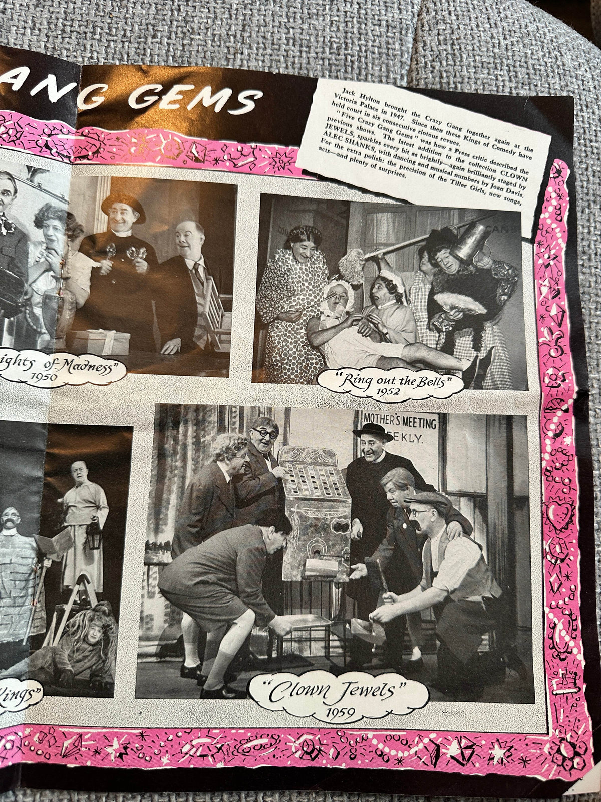 1959 Picture Souvenir of Jack Hylton’s Crazy Gang Revue “Clown Jewels” Victoria Palace Theatre - Honeyburn Books (UK)