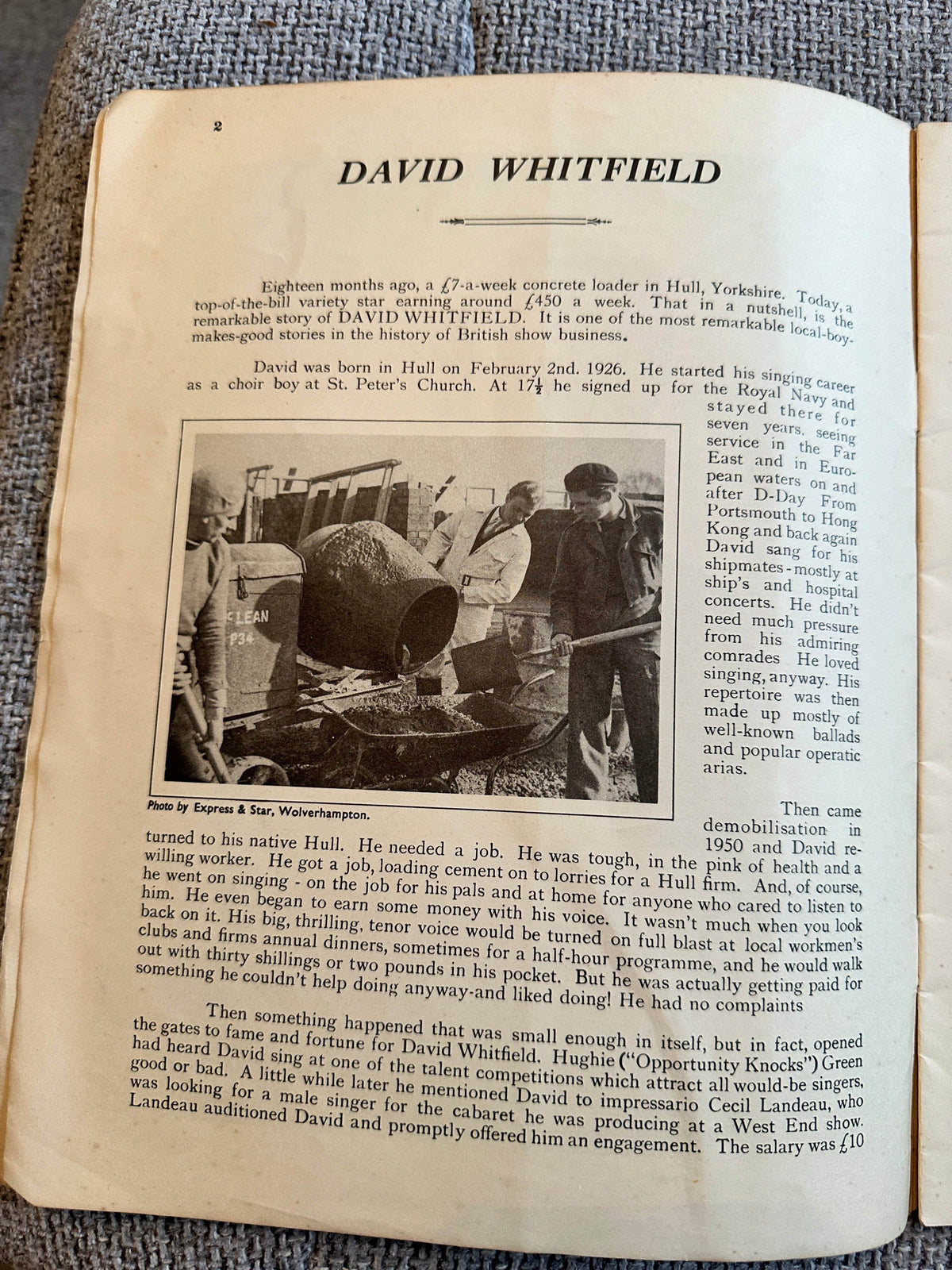 1950’s David Whitfield Souvenir Album (Robbins Music Corp. Ltd) - Honeyburn Books (UK)
