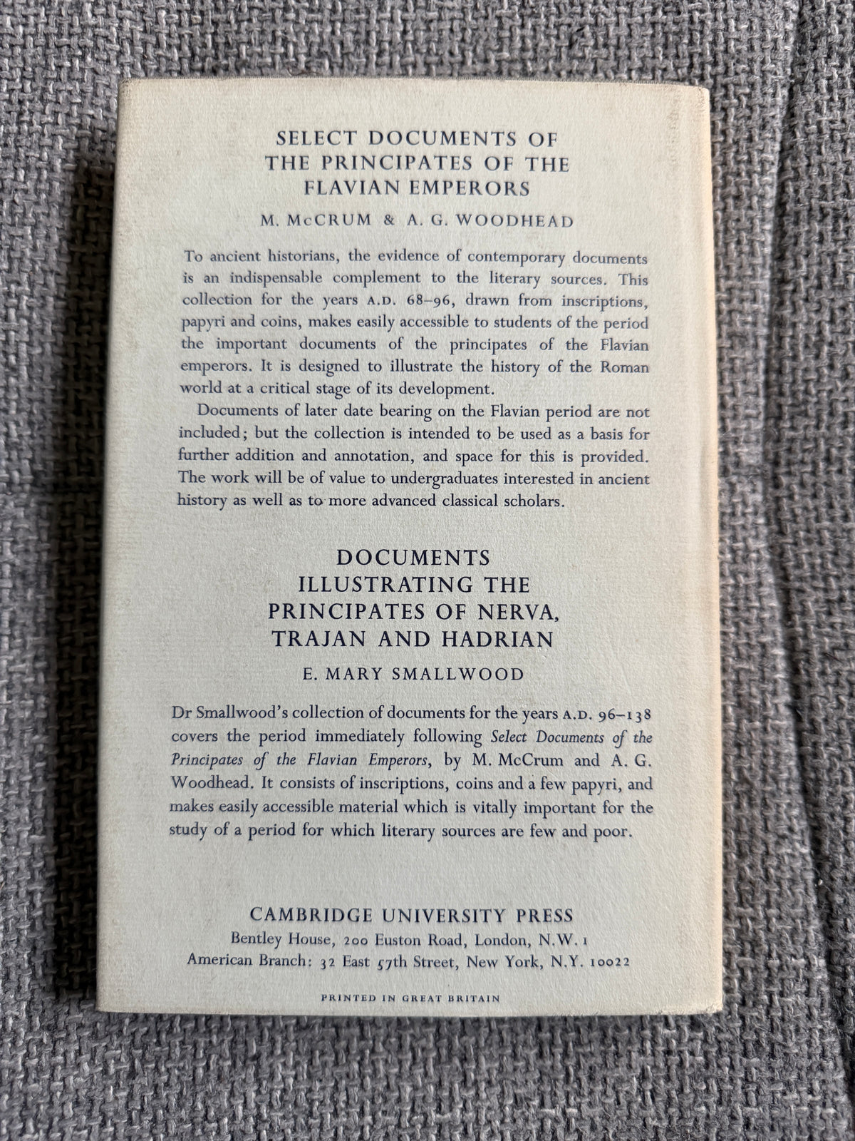 1967 Documents Gaius Claudius Nero - E. Mary Smallwood (Cambridge University Press) - Honeyburn Books (UK)