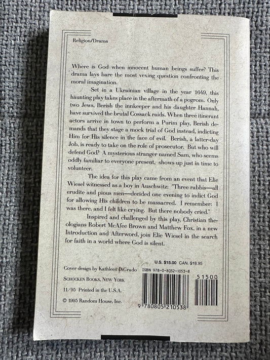 1995 The Trial Of God - Elie Wiesel (Schocken Books, New York) - Honeyburn Books (UK)