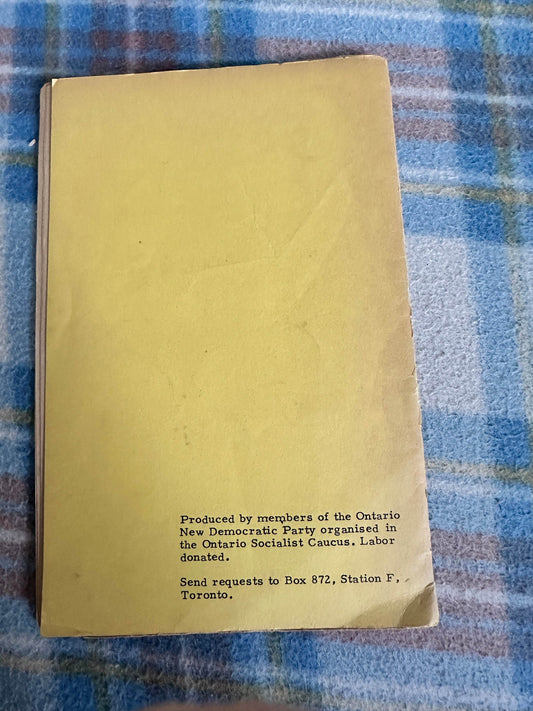 1967 The Myth Of Swedish Socialism(Ontario New Democratic Party) - Honeyburn Books (UK)