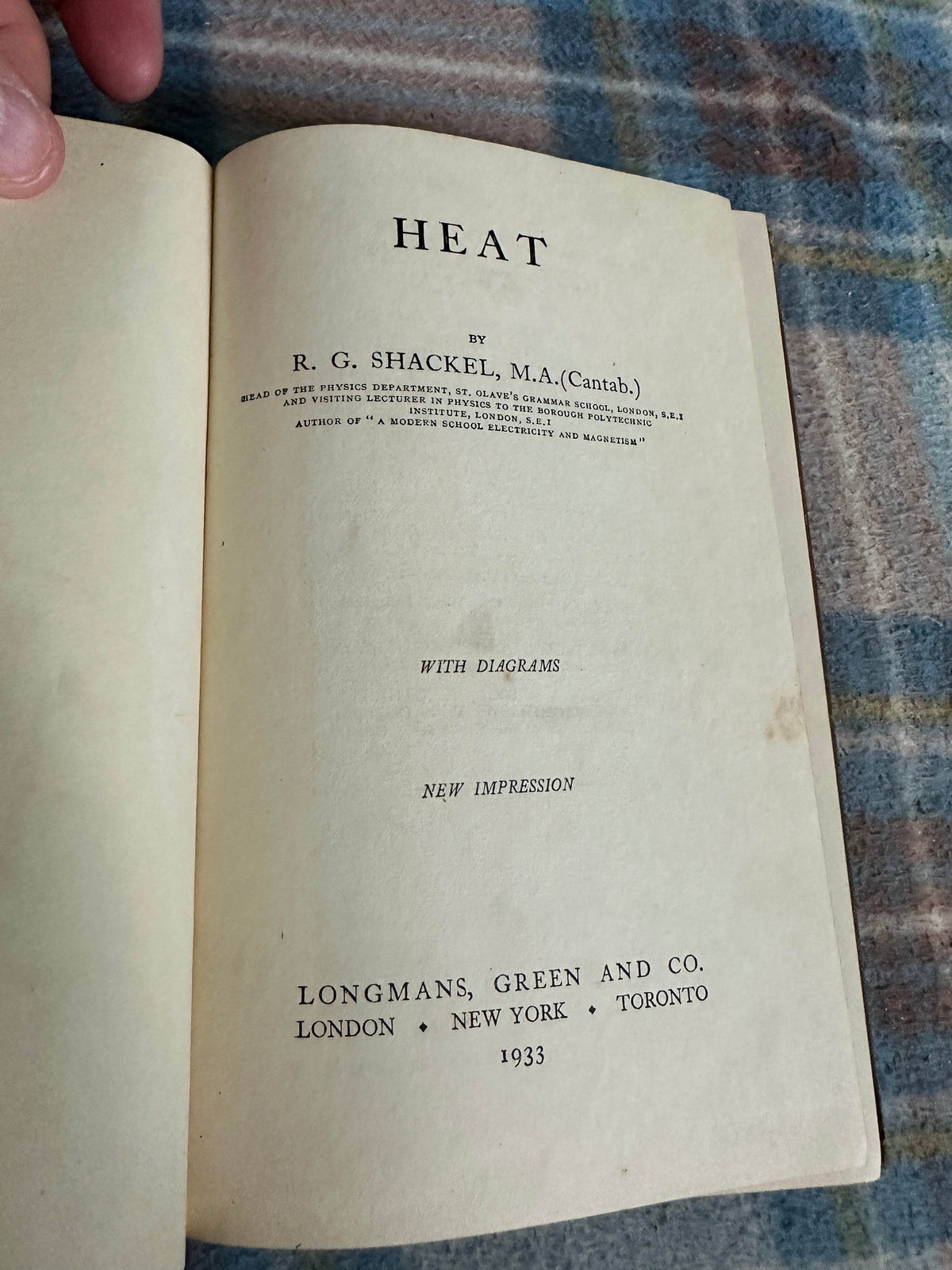 1933 Heat - R. G. Shackel(Longmans Green & Co) - Honeyburn Books (UK)