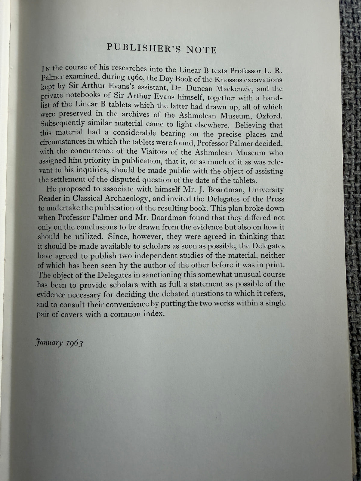 1963*1st* On The Knossos Tablets - L. R. Palmer & John Boardman (Oxford) - Honeyburn Books (UK)