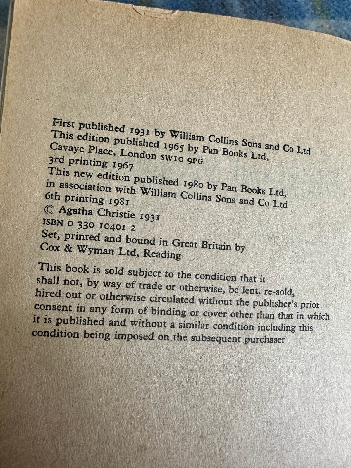 1981 The Sittaford Mystery - Agatha Christie(Pan Books) - Honeyburn Books (UK)