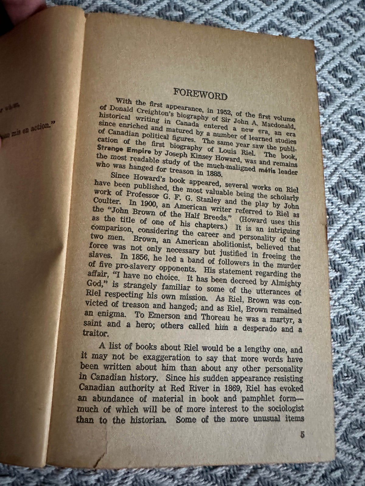 1965 Strange Empire(The Louis Riel Story) - Joseph Kinsey Howard(Swan Publishers) - Honeyburn Books (UK)