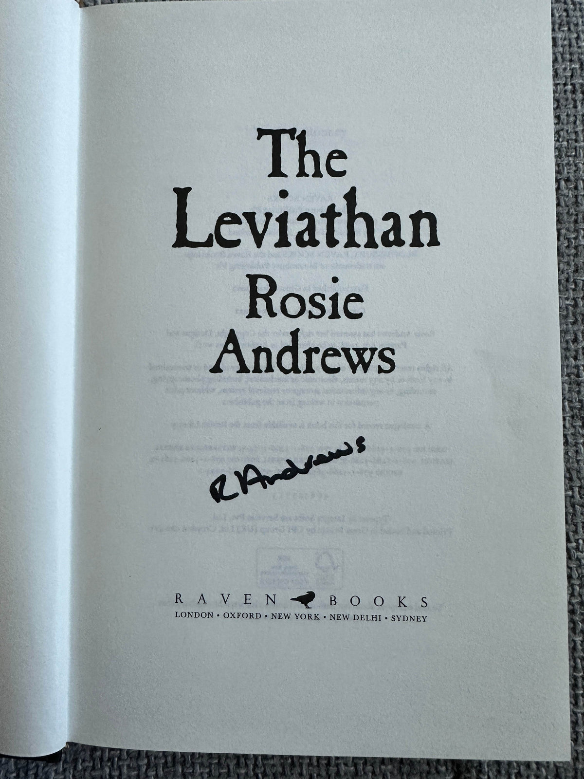 2022*Signed* The Leviathan - Rosie Andrews (Raven Books) - Honeyburn Books (UK)