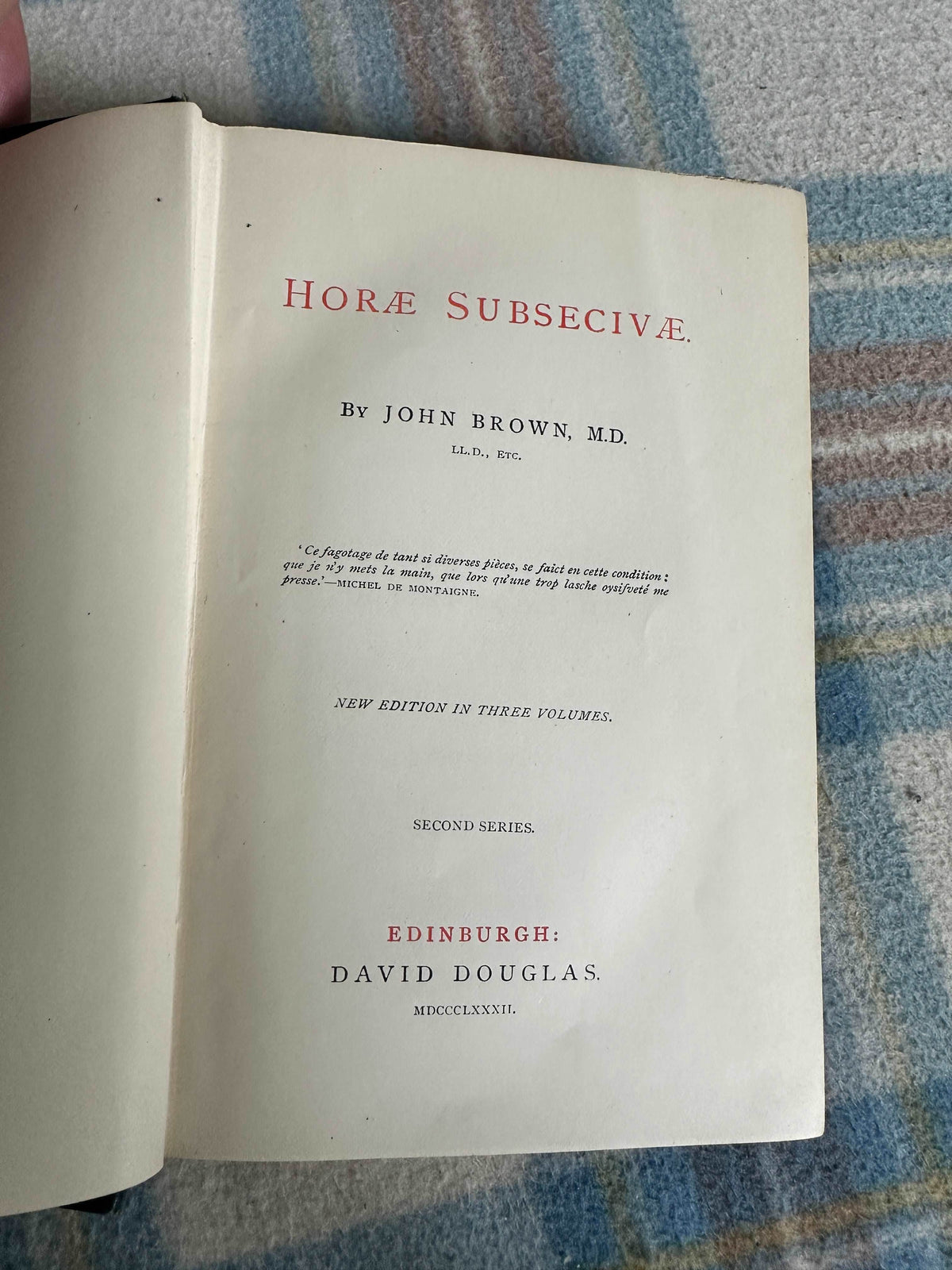 1882 Horæ Subsectivæ / Rab & His Friends - John Brown(David Douglas Published) - Honeyburn Books (UK)
