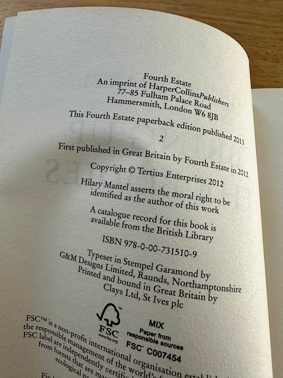 2013 Bring Up The Bodies - Hilary Mantel(Fourth Estate Pub) - Honeyburn Books (UK)