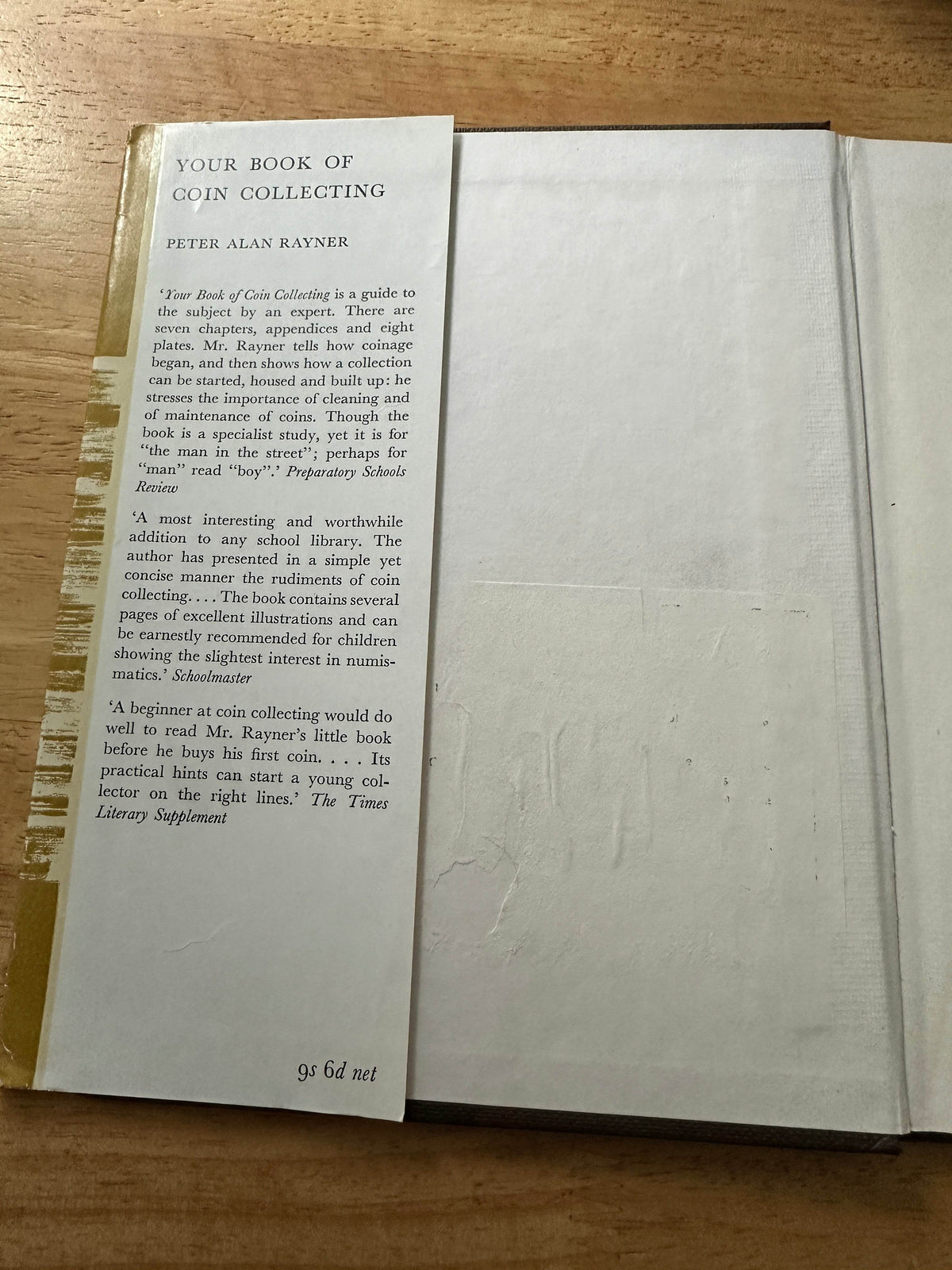 1961 Your Book Of Coin Collecting - Peter Alan Rayner(Faber & Faber) - Honeyburn Books (UK)