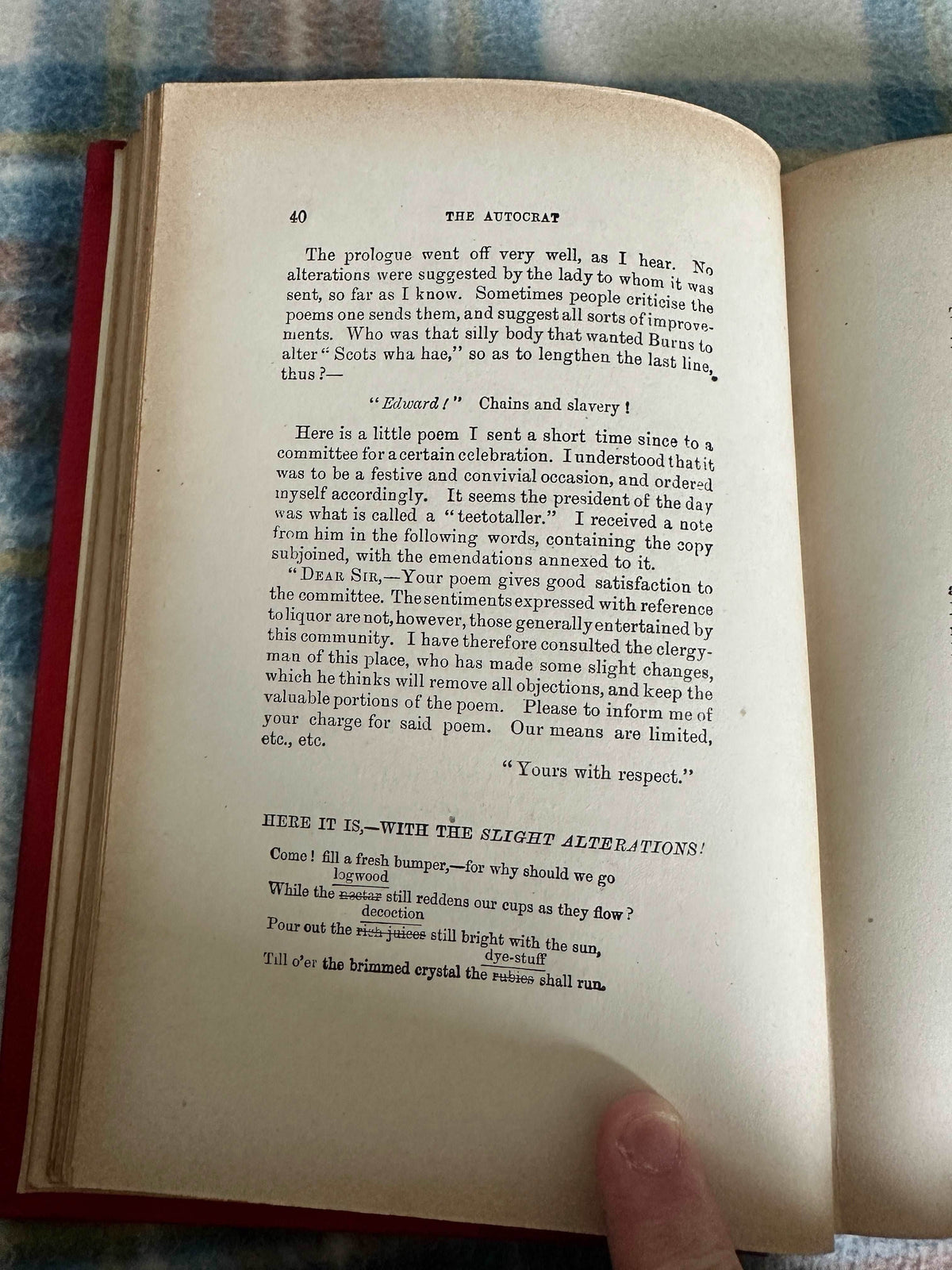 1896 The Autocrat Of The Breakfast Table - Oliver Wendell Holmes( The Grand Colosseum Warehouse Co) - Honeyburn Books (UK)