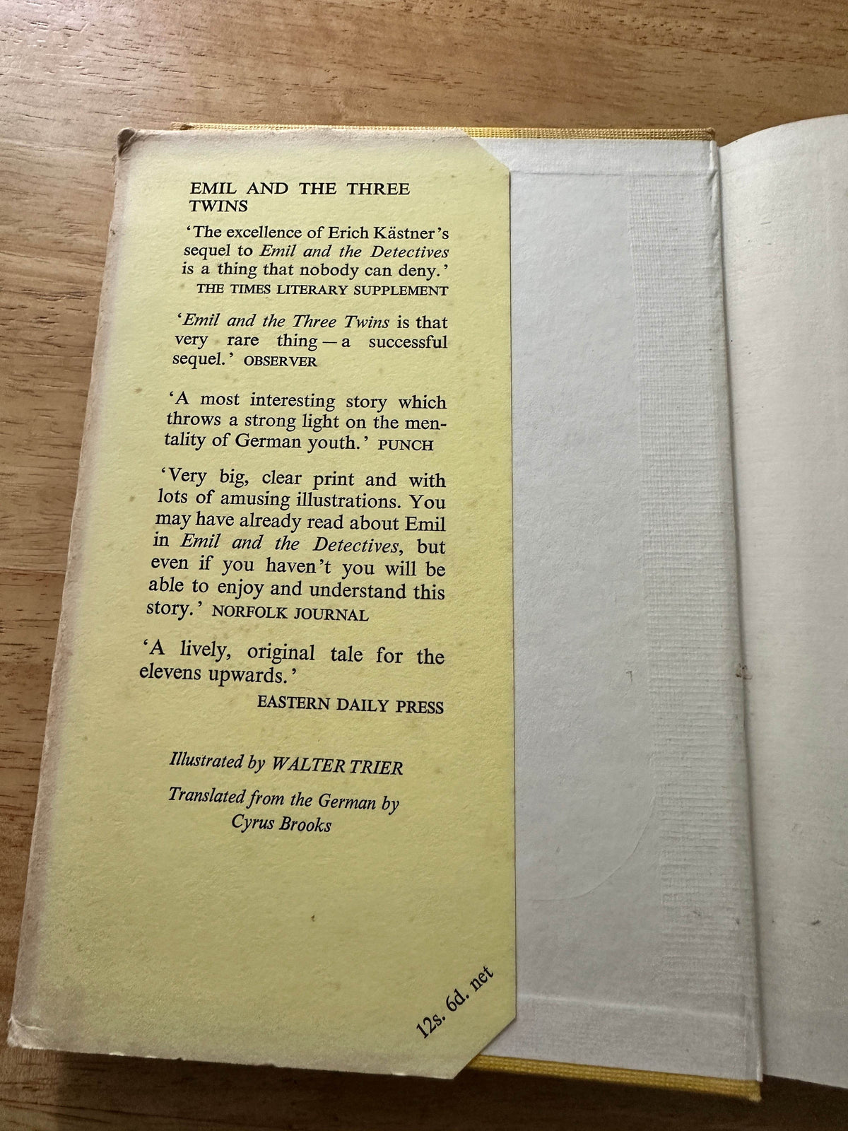 1959 Emil & The Three Twins - Erich Kästner(Walter Trier illustration)Jonathan Cape - Honeyburn Books (UK)