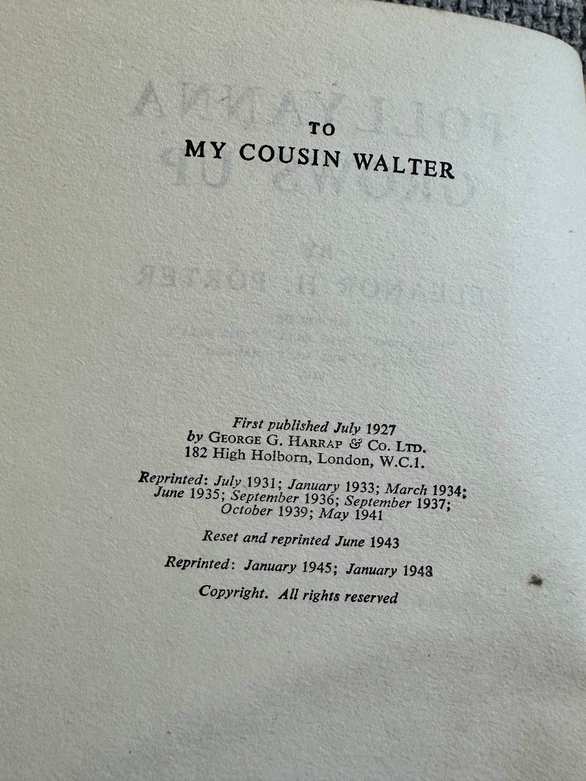 1948 Pollyanna Grows Up - Eleanor H. Porter (George G. Harrap & Co. Ltd.) - Honeyburn Books (UK)