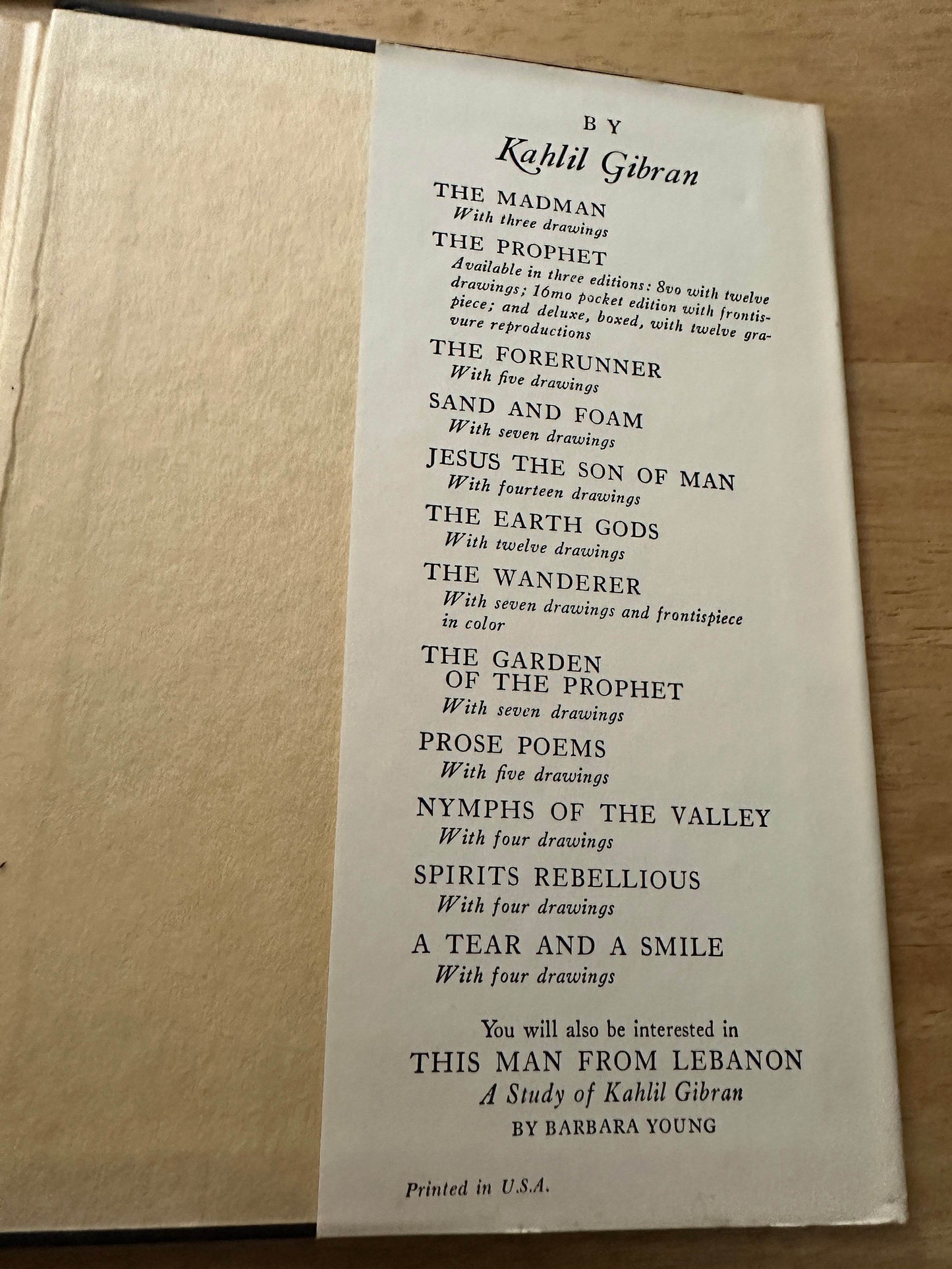1968 A Tear & A Smile - Kahlil Gibran(intro by Robert Hillyer translated from Arabic by H. M. Nahmad (Borzoi Books Alfred A. Knopf Publisher New York - Honeyburn Books (UK)