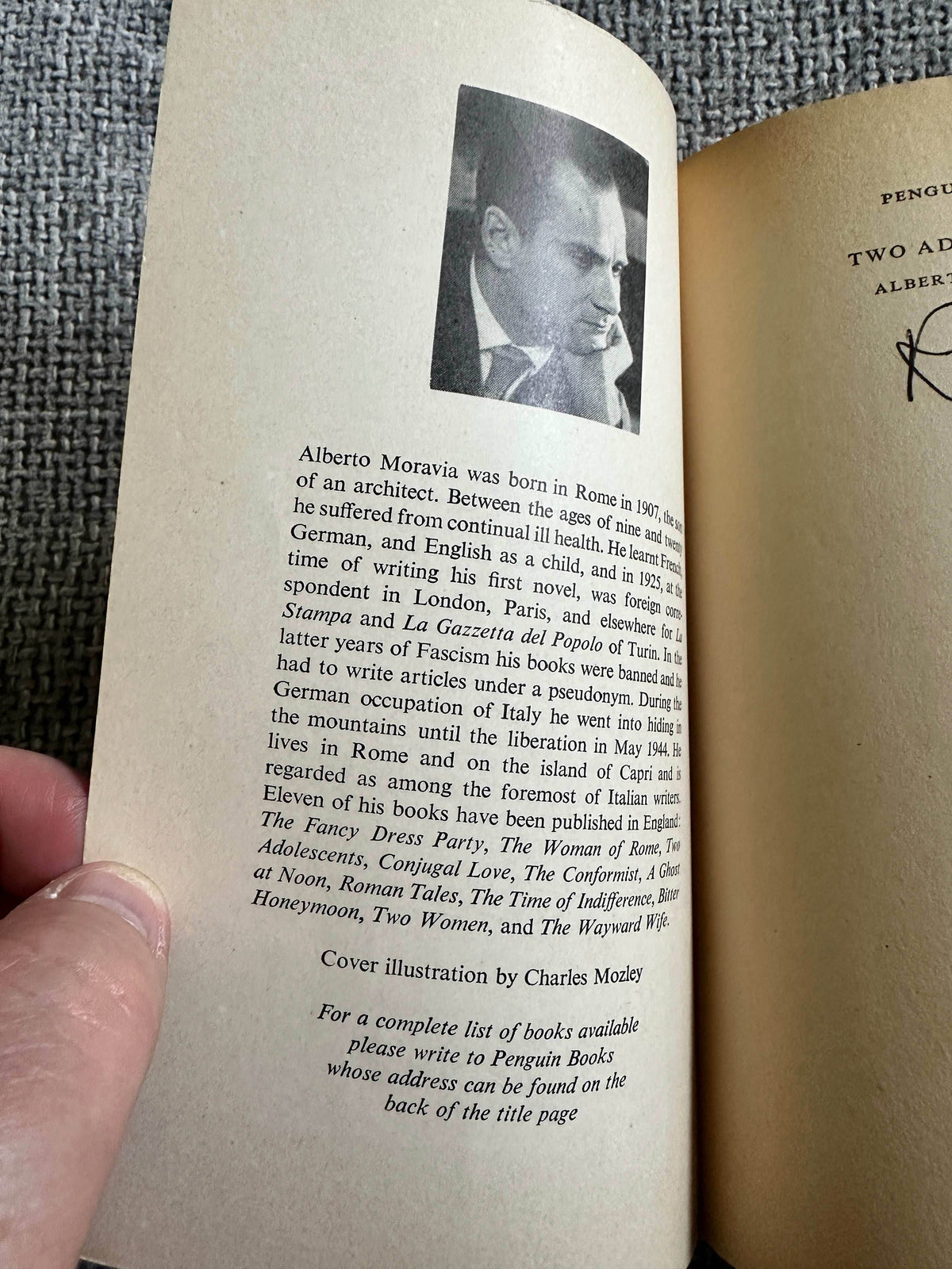 1961 Two Adolescents (Agostino & Disobedience) Alberto Moravia (Penguin) - Honeyburn Books (UK)