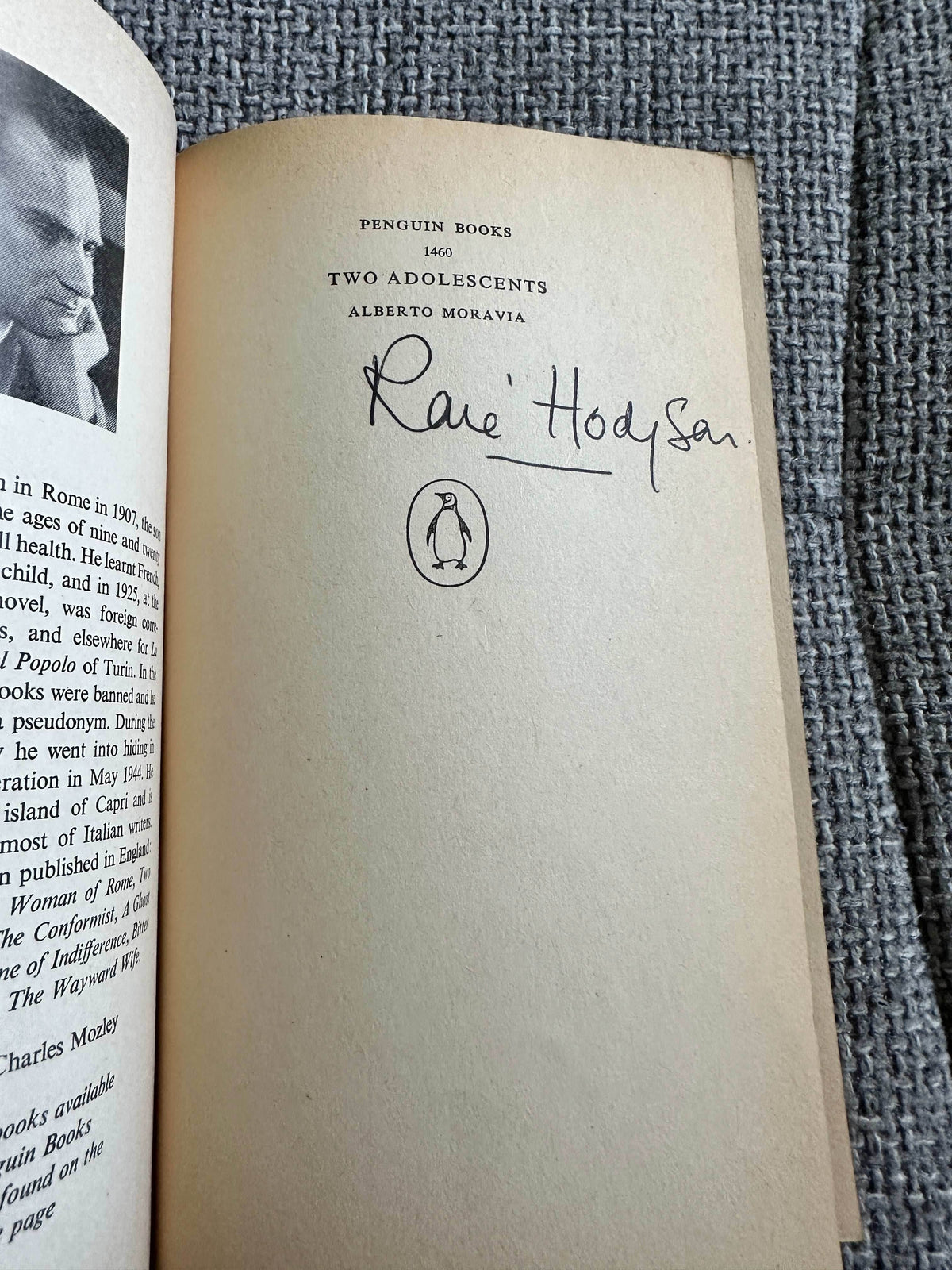 1961 Two Adolescents (Agostino & Disobedience) Alberto Moravia (Penguin) - Honeyburn Books (UK)