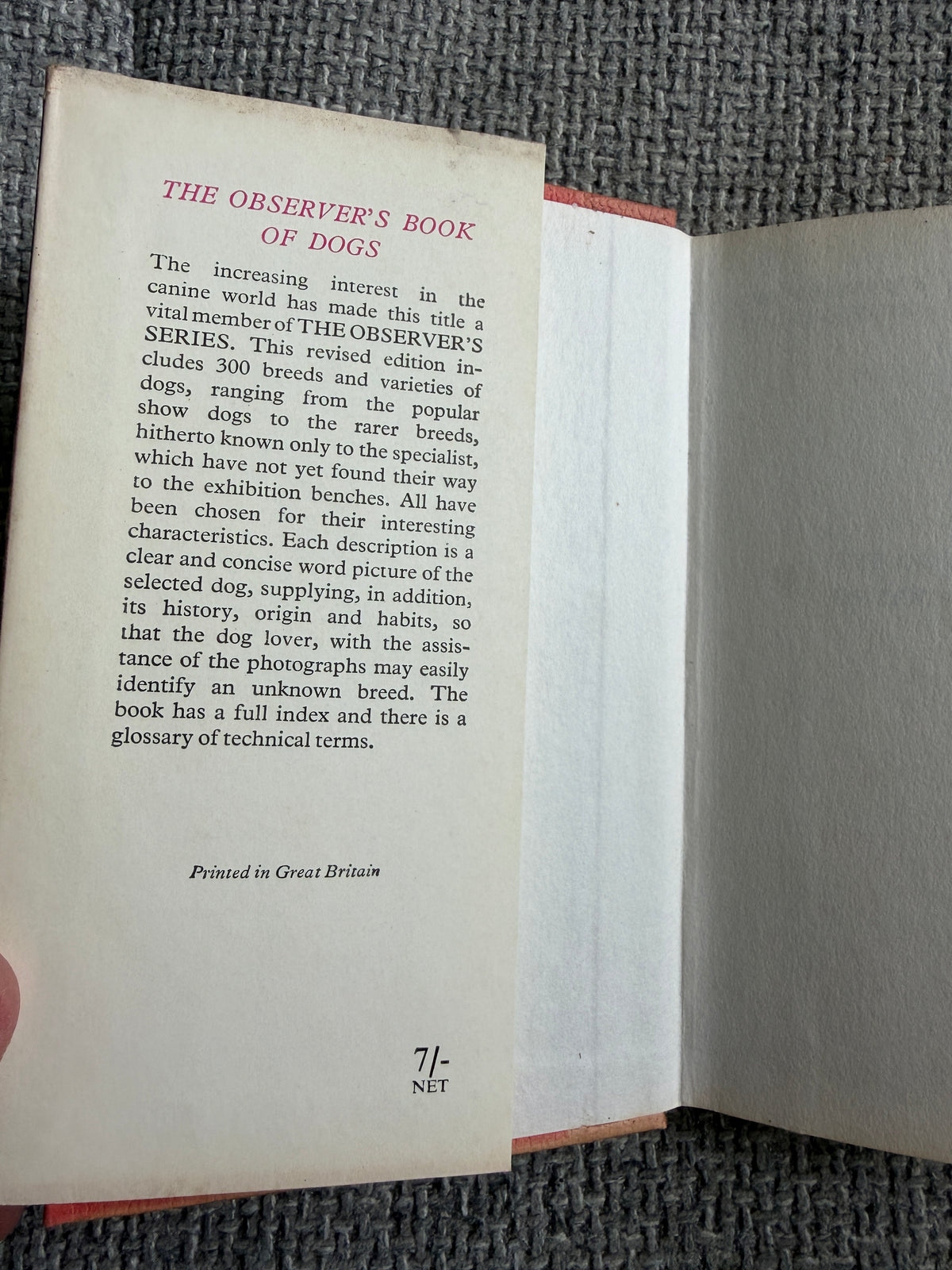 1969 The Observer’s Book Of Dogs - S. M. Lampson (Frederick Warne & Co Ltd) - Honeyburn Books (UK)