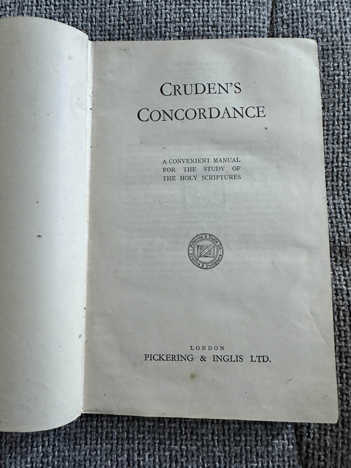 1940 Cruden’s Concordance A Convenient Manual For The Study Of The Holy Scriptures - Pickering & Inglis Ltd Publishing - Honeyburn Books (UK)