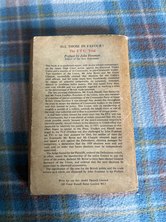 1962 All Those In Favour(The E.T.U. Trial) C.H.Rolph (Electrical Trade Unions ) - Honeyburn Books (UK)