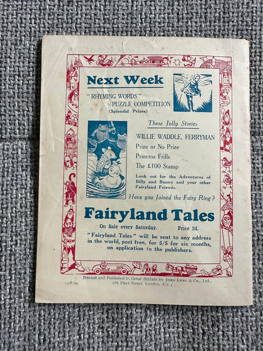 1934 Fairyland Tales (No.619) John Leng Publisher - Honeyburn Books (UK)