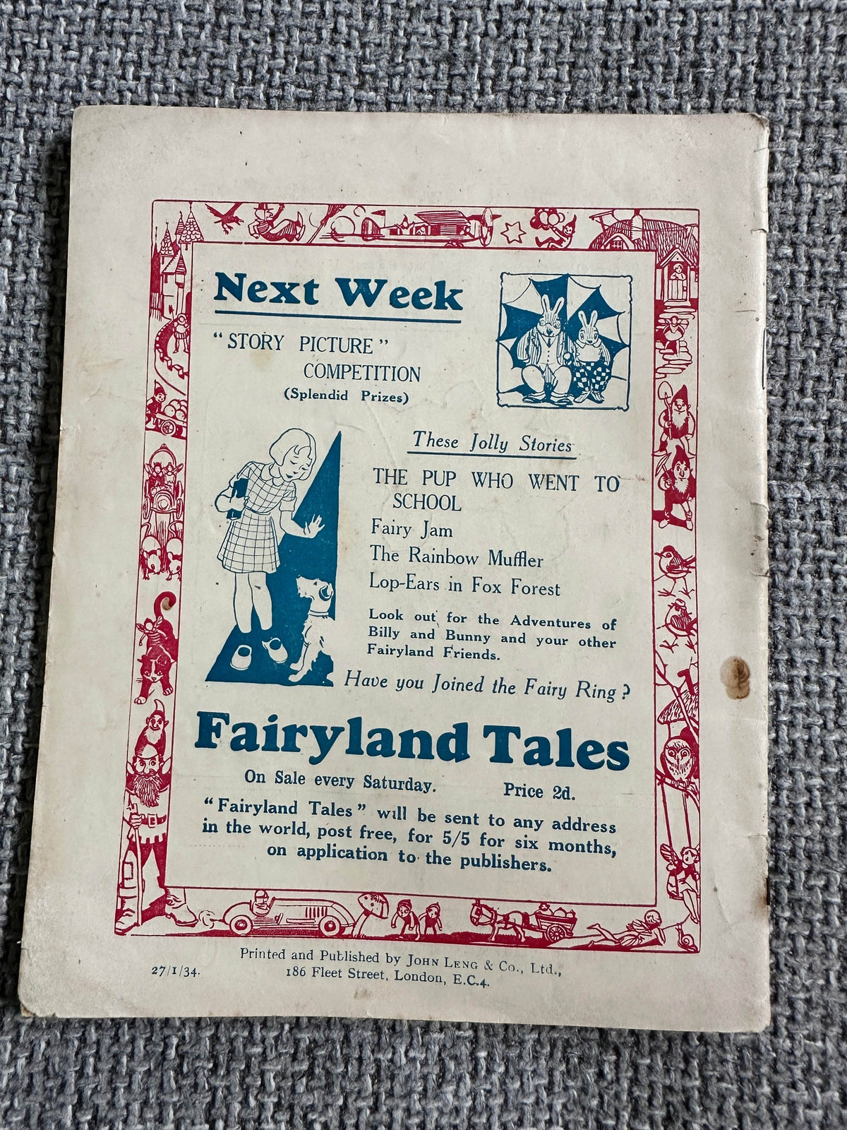 1934 Fairyland Tales (No598) John Leng Publisher - Honeyburn Books (UK)