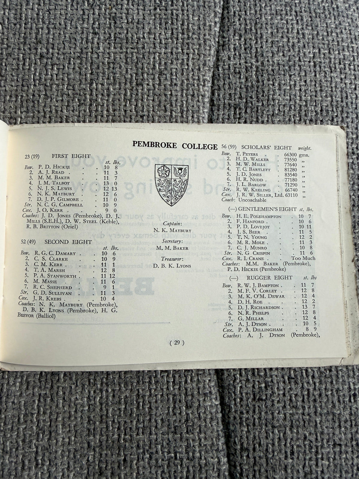 1964 The Eights (Oxford University Boat Club) Guiness - Honeyburn Books (UK)