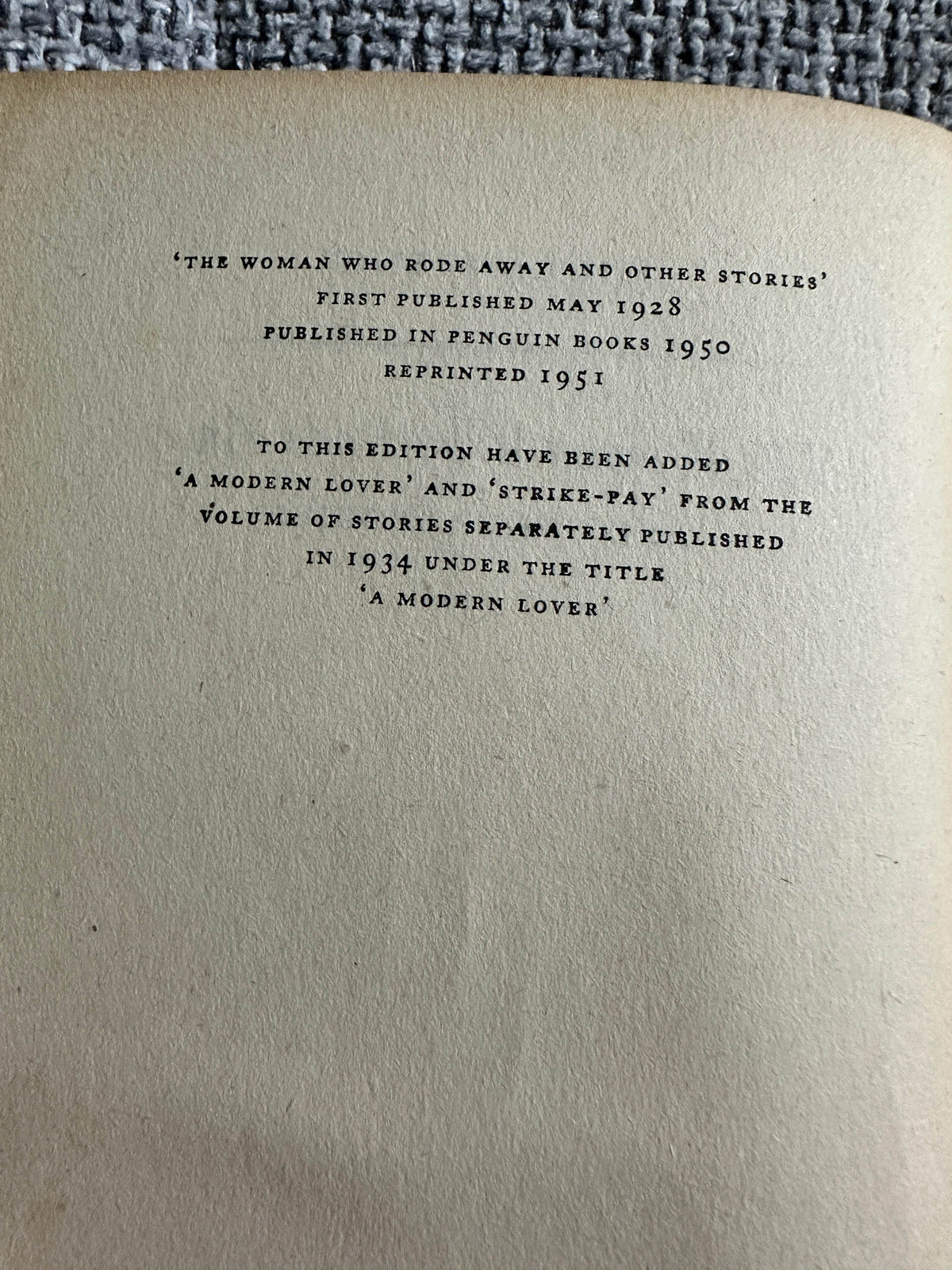 1951 The Woman Who Rode Away & Other Stories by D. H. Lawrence (Penguin) - Honeyburn Books (UK)