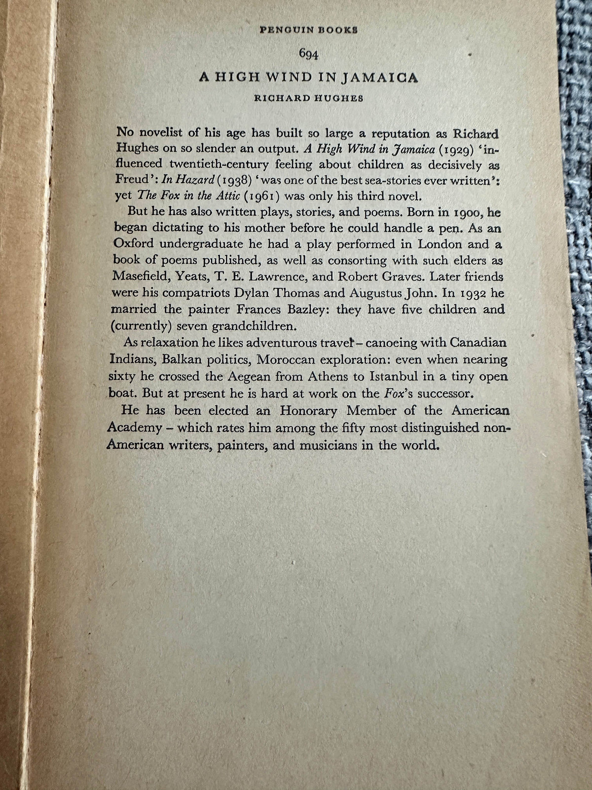 1965 A High Wind In Jamaica - Richard Hughes(Penguin Books) - Honeyburn Books (UK)