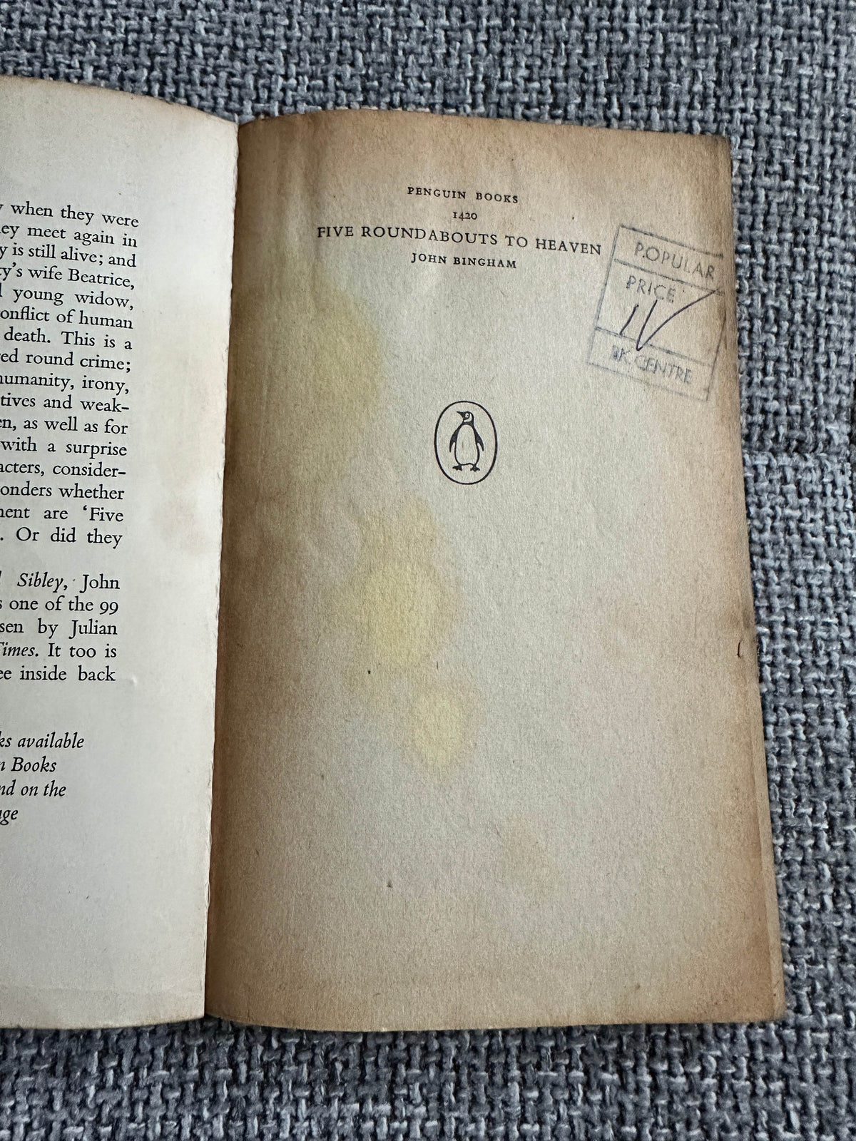 1959*1st* Five Roundabout’s To Heaven - John Bingham(Penguin) - Honeyburn Books (UK)