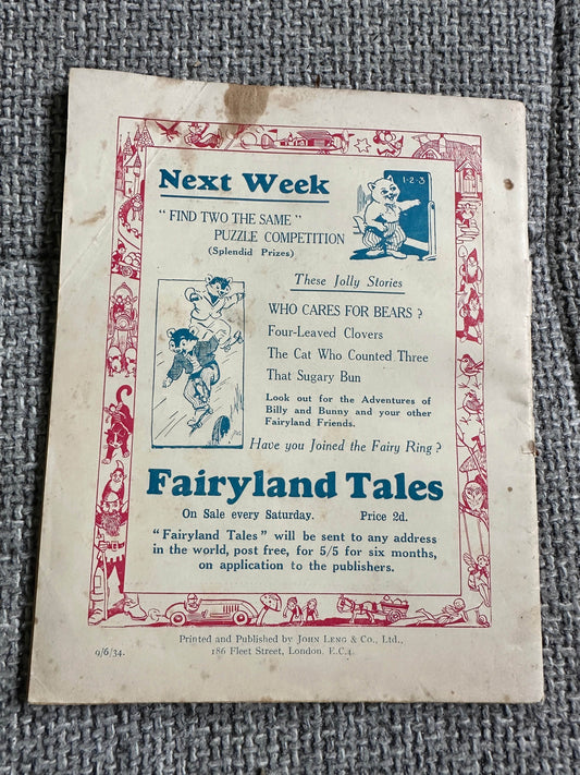 1934 Fairyland Tales (No617) John Leng Publisher - Honeyburn Books (UK)
