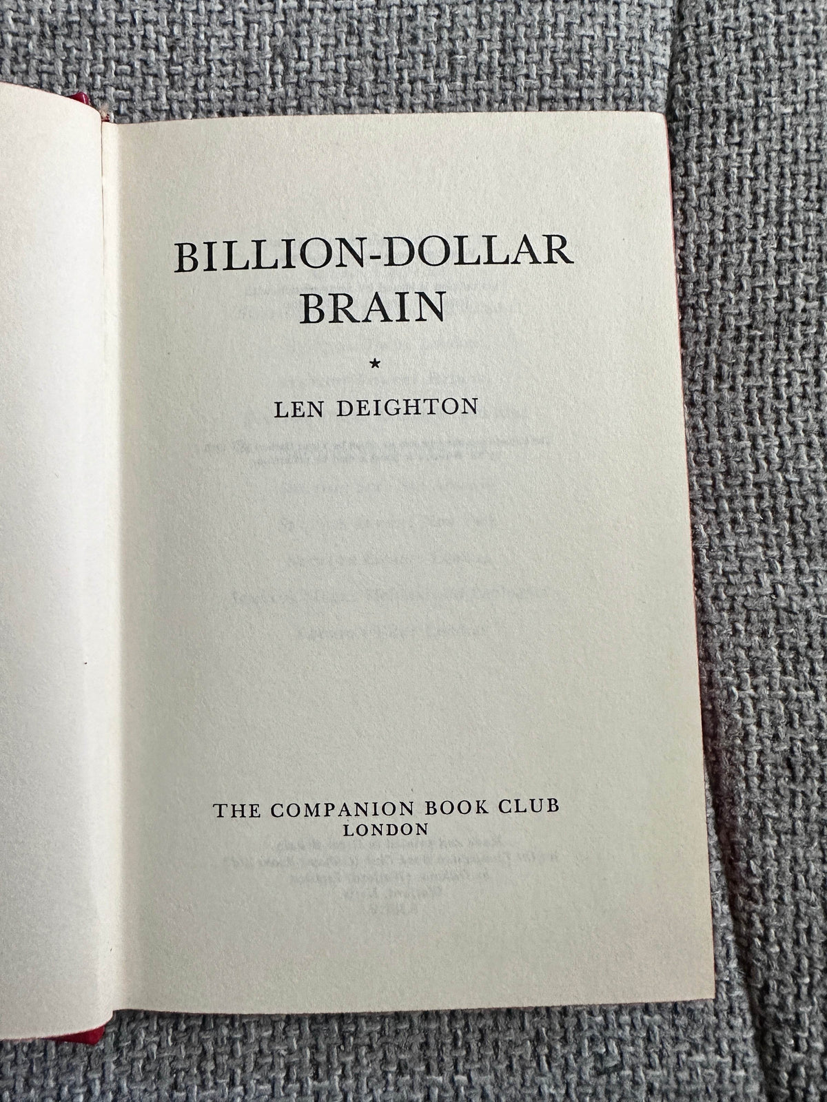1967 The Billion-Dollar Brain - Len Deighton (The Companion Book Club) - Honeyburn Books (UK)