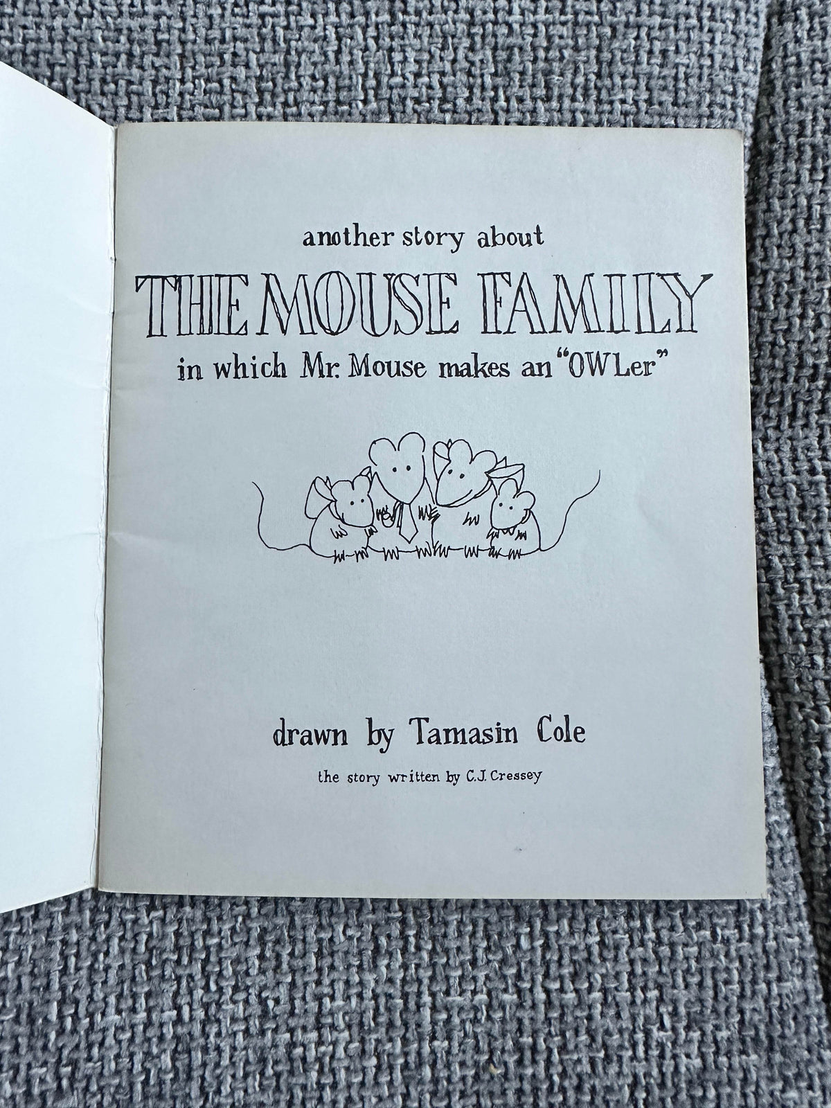 1970’s The Mouse Family makes an “OWLer” - C. J. Cressey(Tamasin Cole Illust) Printing Arts Ltd - Honeyburn Books (UK)