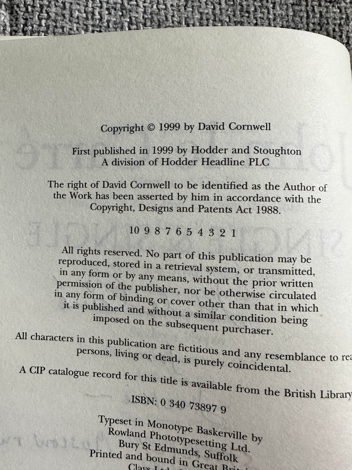 1999*Handsigned 1st* Single & Single - John Le Carré (Hodder & Stoughton) - Honeyburn Books (UK)
