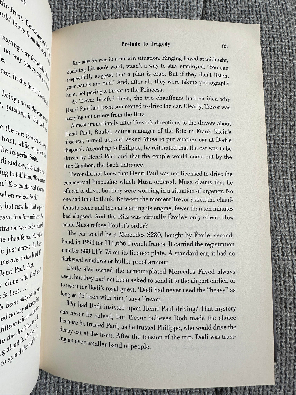 2000 The Bodyguard’s Story Diana, the Crash & The Sole Survivor - Trevor Rees-Jones (Little Brown) - Honeyburn Books (UK)