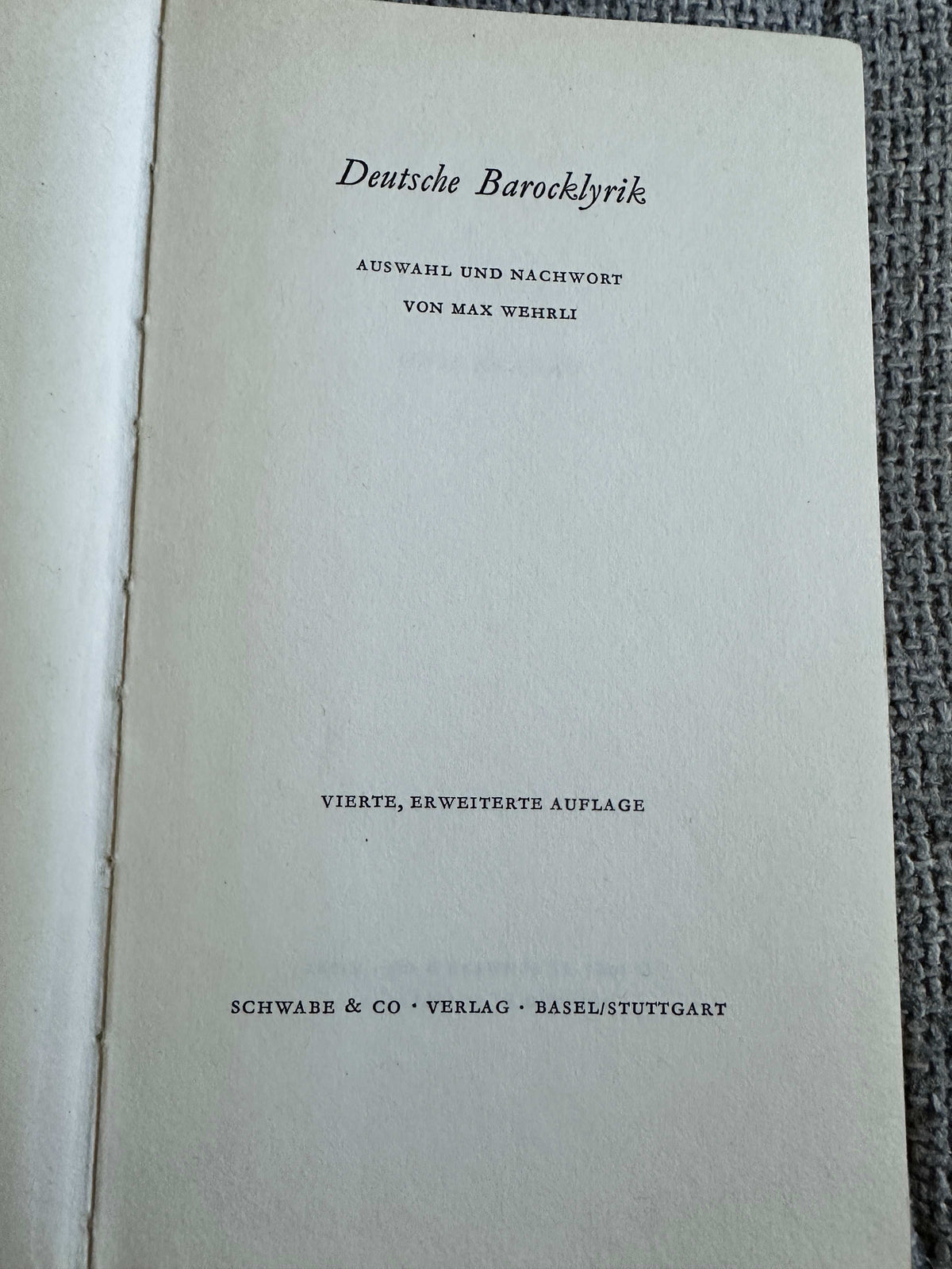 1967 Deutsche Barocklyrik (German Baroque Poetry) Sammlung Klosterberg (Schwabe & Co) - Honeyburn Books (UK)
