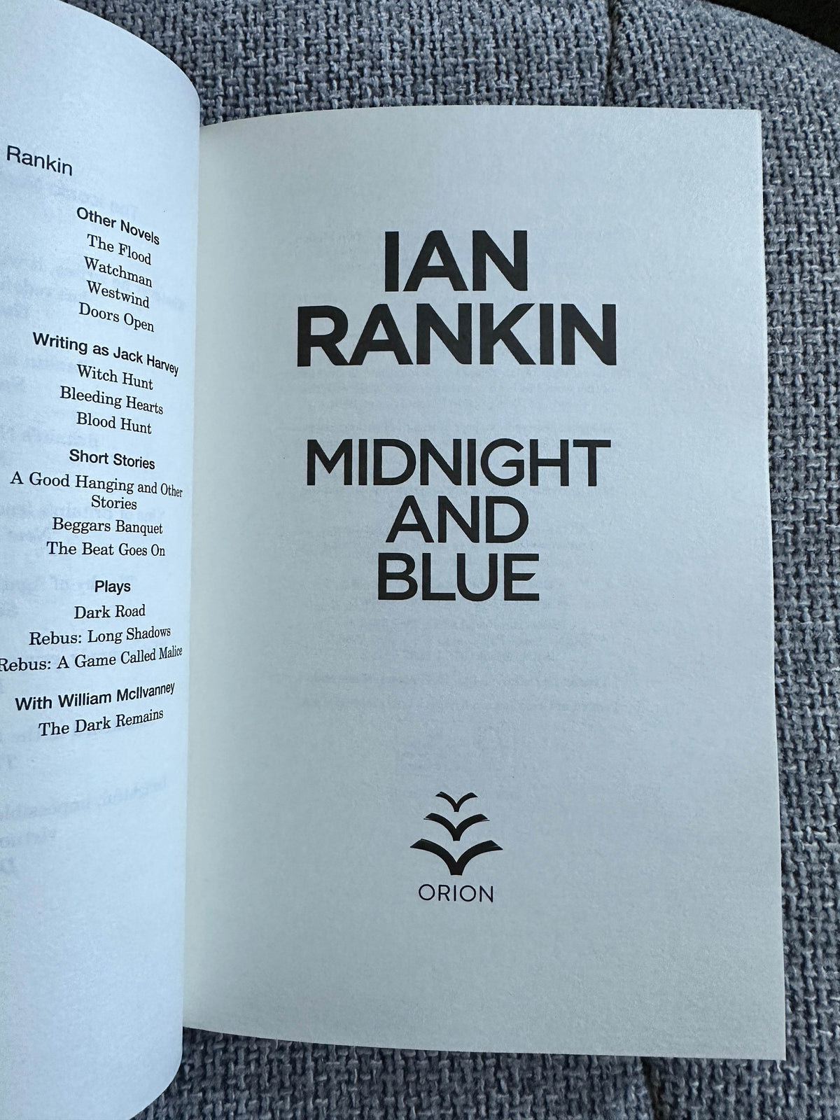 2024*1st* Midnight & Blue - Ian Rankin(Orion) - Honeyburn Books (UK)