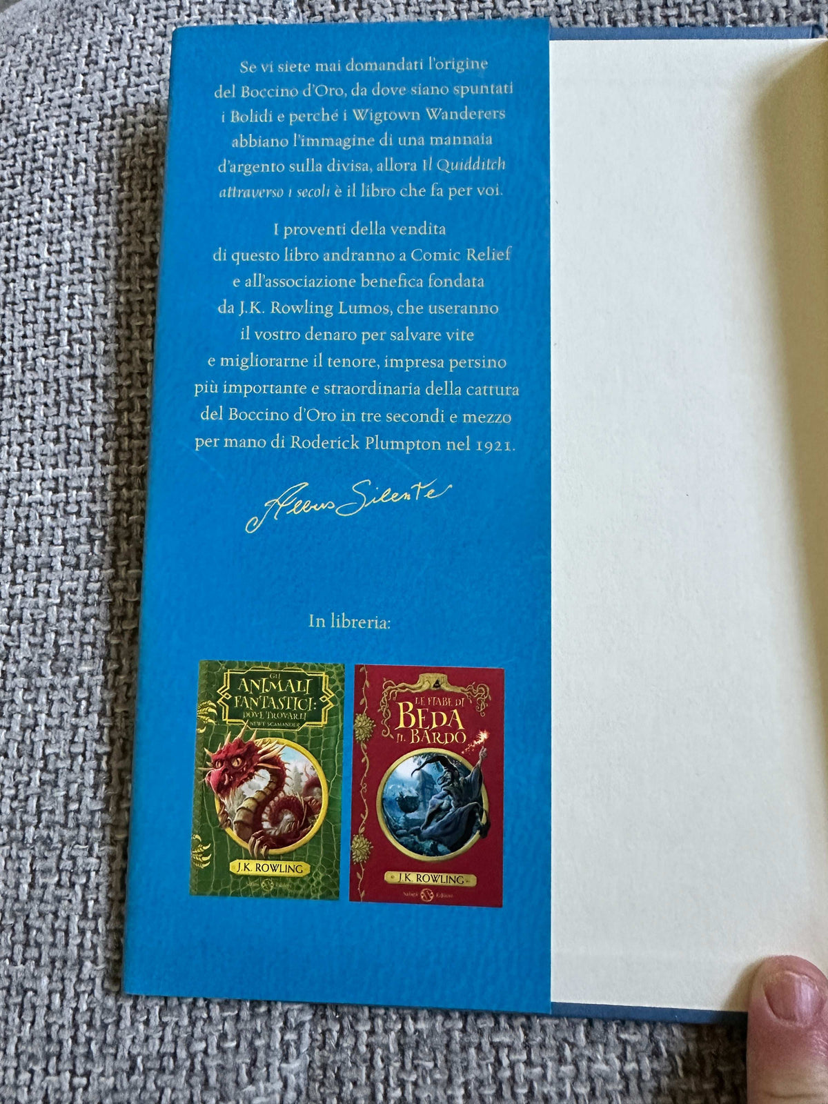 2017 Kennilworthy Whisp IL Quidditch Attraverso I Secoli - J. K. Rowling (Salani Editore) Whizz Hard Books - Honeyburn Books (UK)