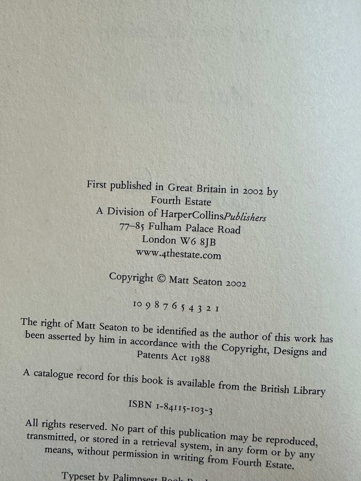 2002*SIGNED 1st* The Escape Artist - Matt Seaton (Fourth Estate) - Honeyburn Books (UK)