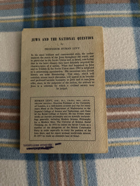 1958 Jews & The National Question - Professor Hyman Levy(Hillway Publishing Company) - Honeyburn Books (UK)