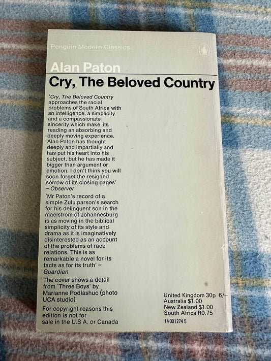 1971 Cry, The Beloved Country - Alan Paton(Penguin Modern Classics) - Honeyburn Books (UK)