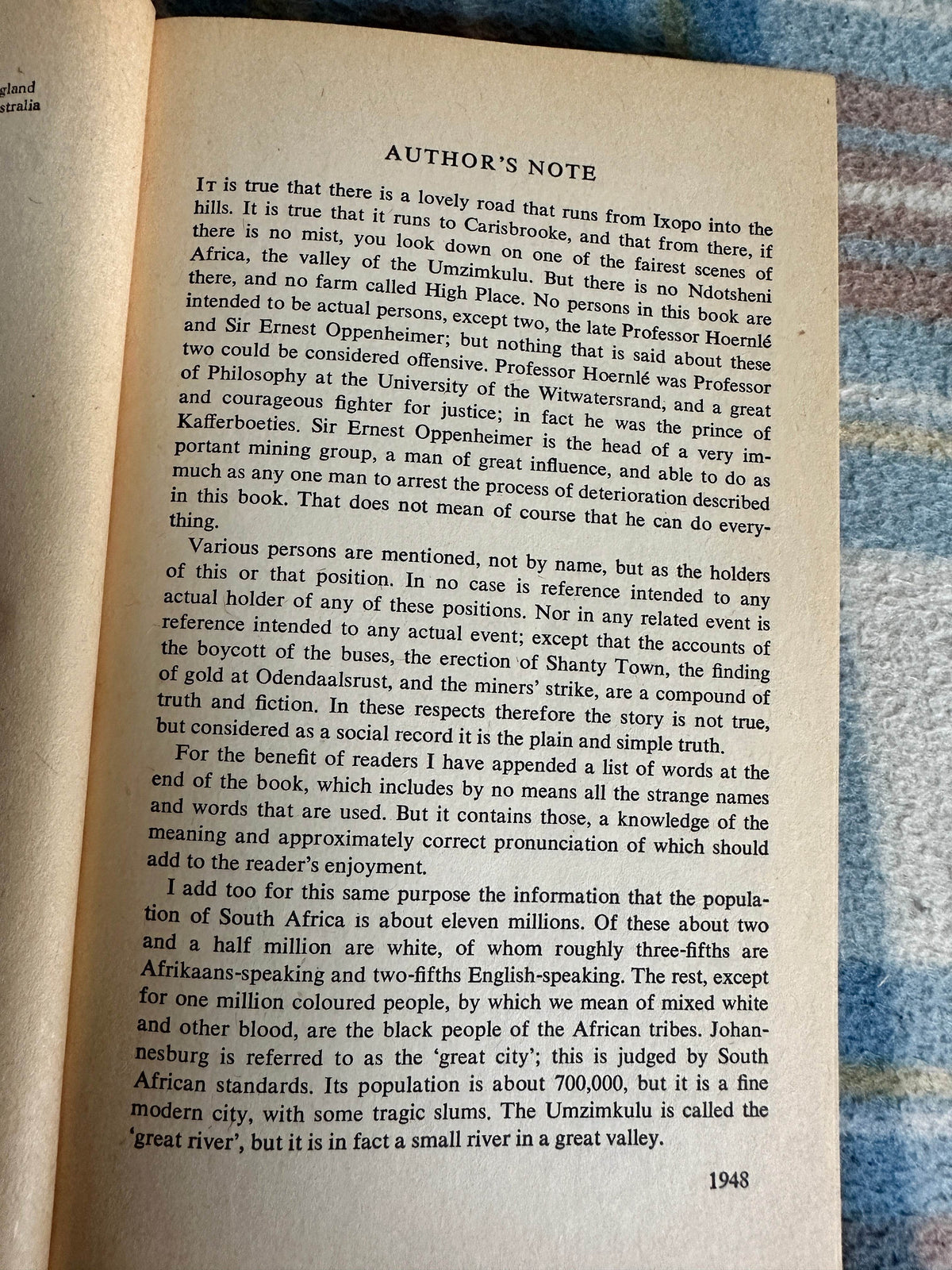 1971 Cry, The Beloved Country - Alan Paton(Penguin Modern Classics) - Honeyburn Books (UK)