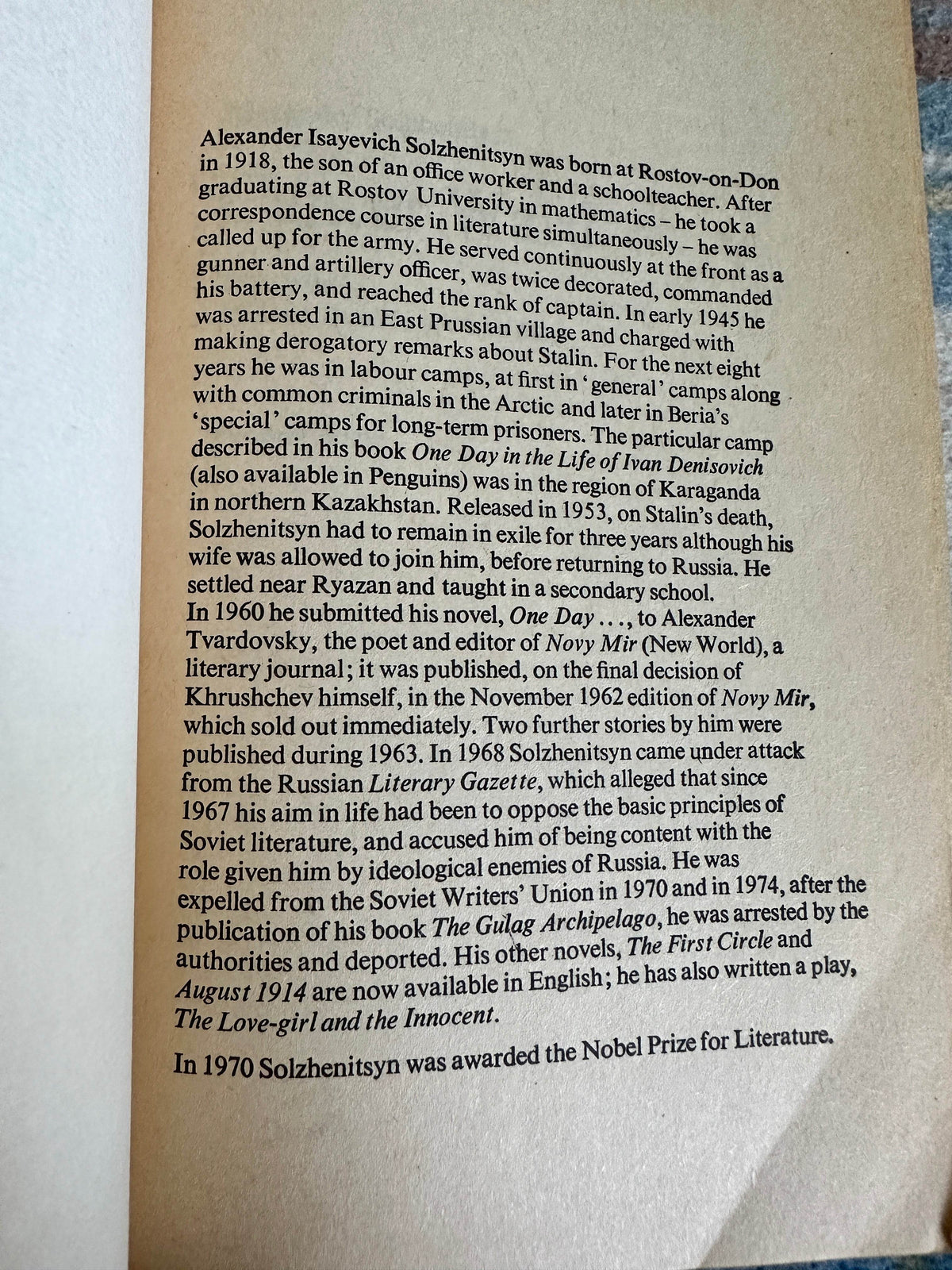 1974 Cancer Ward - Alexander Solzhenitsyn (Penguin) - Honeyburn Books (UK)