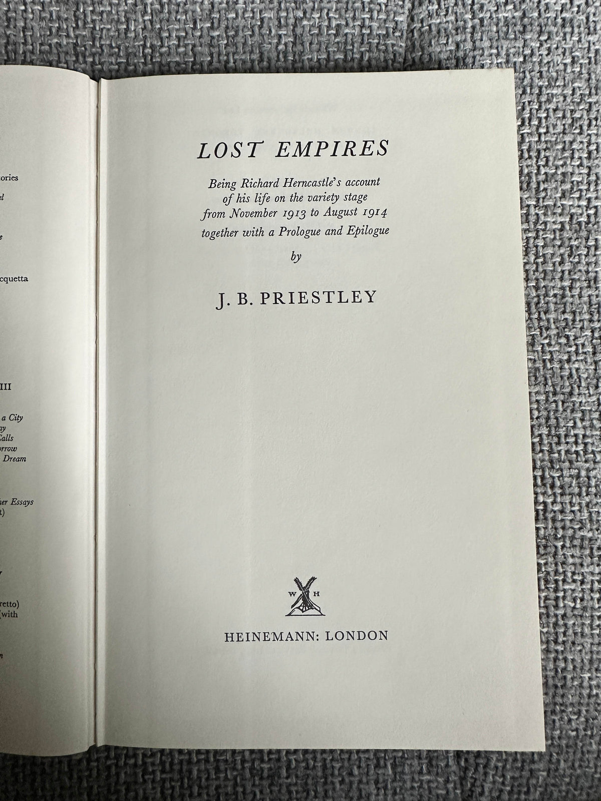 1965 Lost Empires - J. B. Priestley(William Heinemann) - Honeyburn Books (UK)