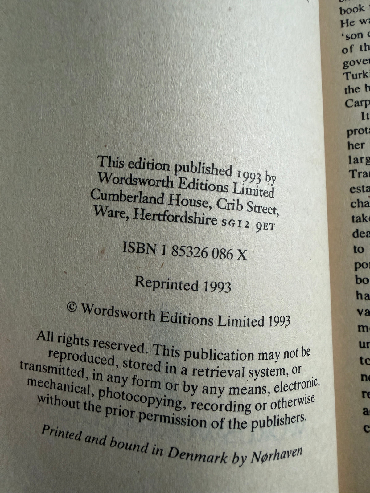 1993 Dracula - Bram Stoker (Wordsworth Classics)