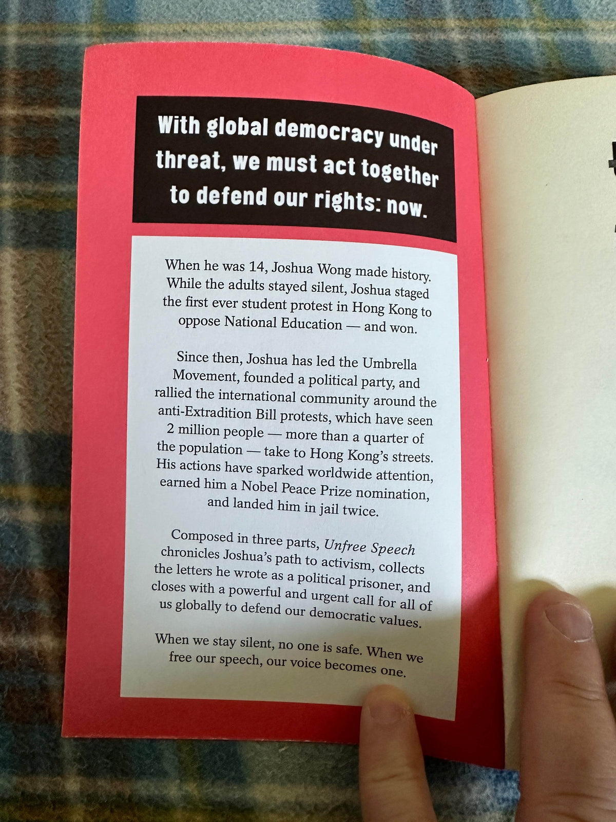 2020 Unfree Speech - Joshua Wong(Penguin) - Honeyburn Books (UK)