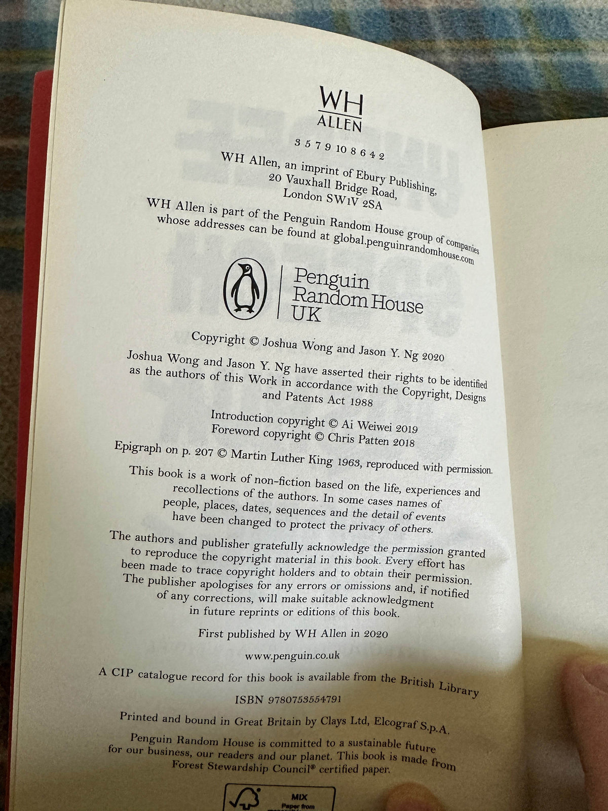 2020 Unfree Speech - Joshua Wong(Penguin) - Honeyburn Books (UK)