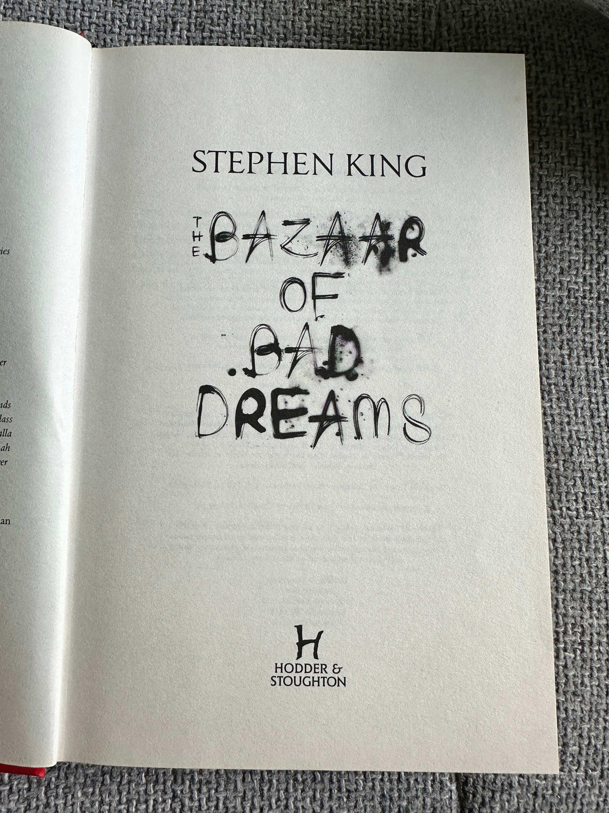 2015*1st* The Bazaar Of Bad Dreams - Stephen King (Hodder & Stoughton) - Honeyburn Books (UK)