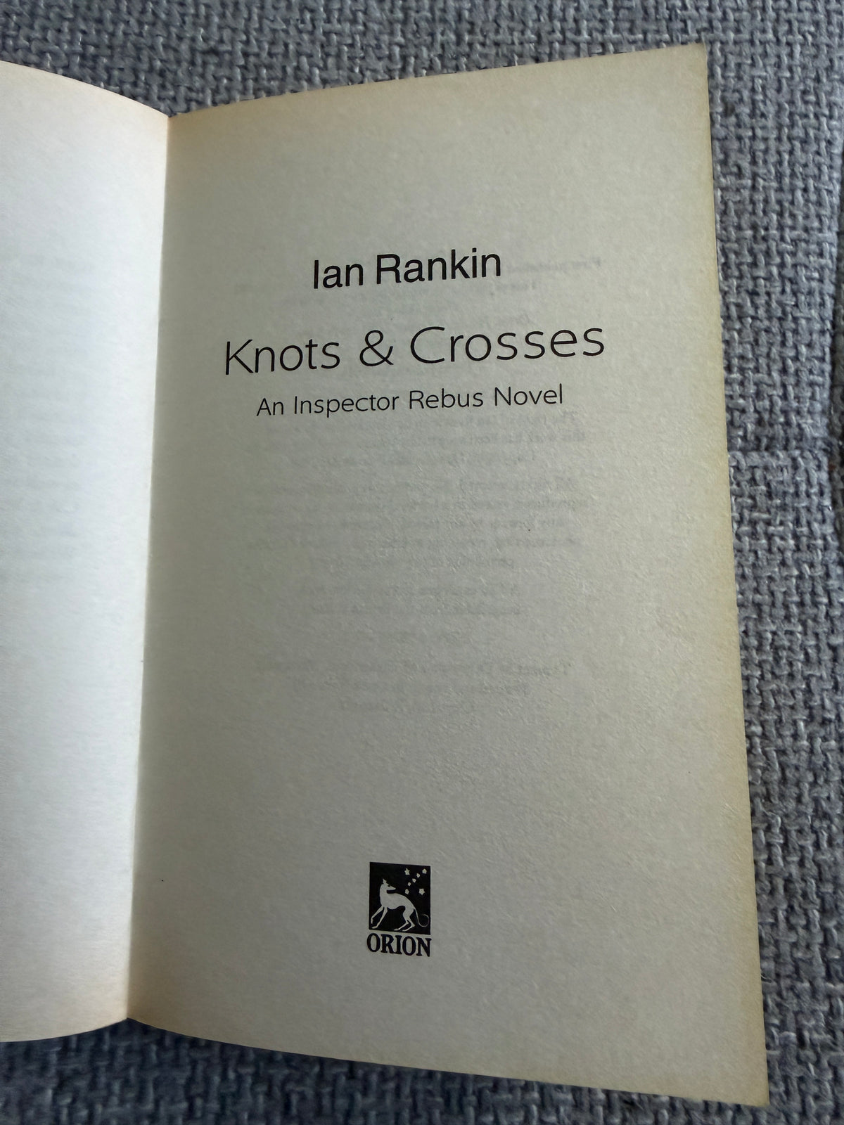1998 Knots & Crosses - Ian Rankin (Orion)